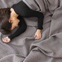 HKM-099667 Cotton Honeycomb Towel Quilt Blanket for Summer, Solid Color Gauze Design