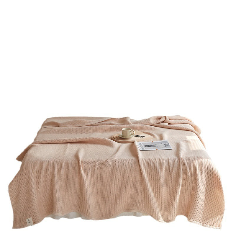 KTX-099667 Cotton Honeycomb Towel Quilt Blanket for Summer, Solid Color Gauze Design