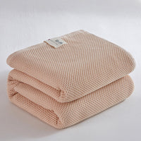 HKM-099667 Cotton Honeycomb Towel Quilt Blanket for Summer, Solid Color Gauze Design