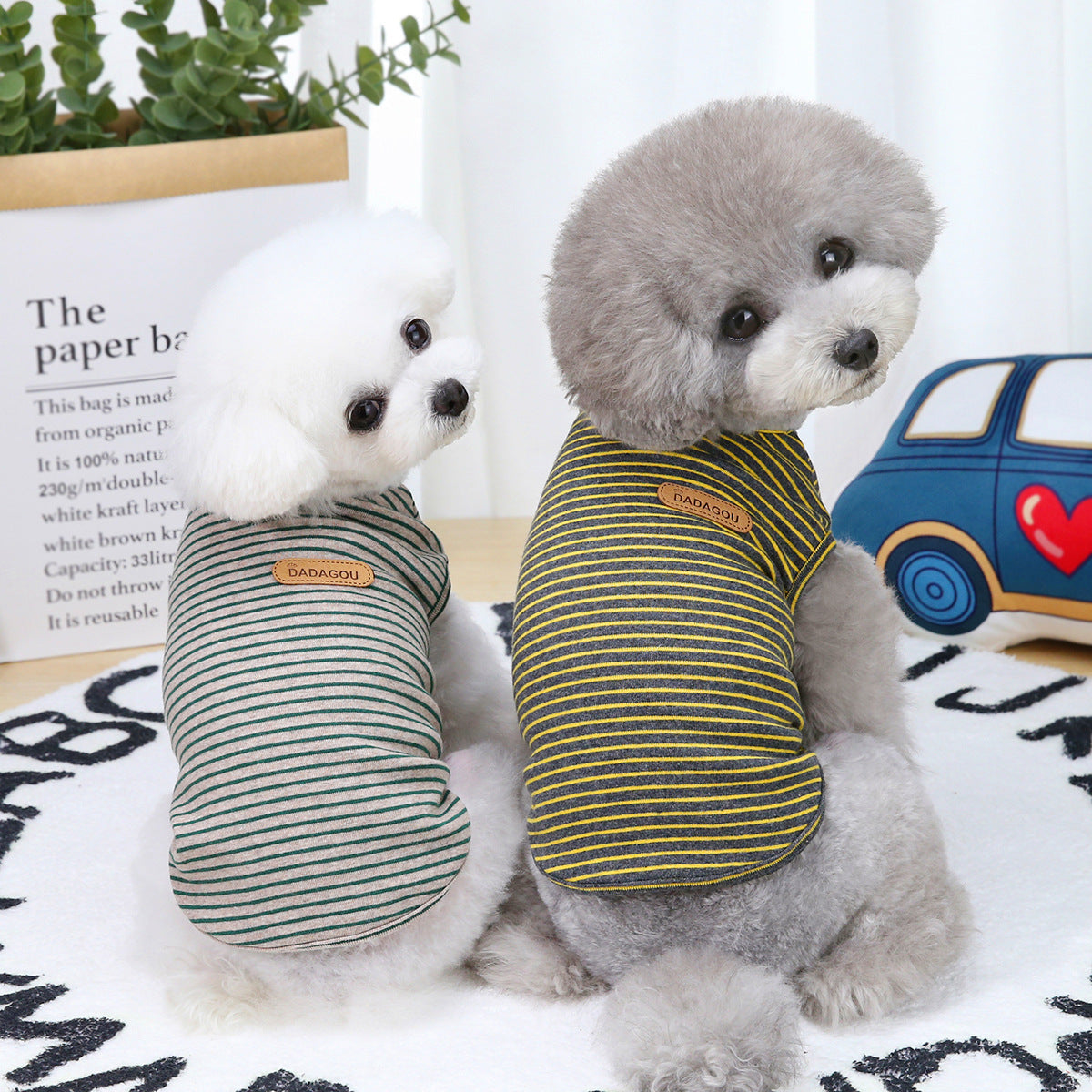 HKM-099859 Thin Striped Cotton Vest for Dogs and Cats, Casual Style, Various Sizes Available