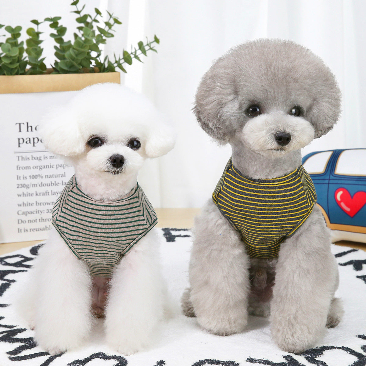 HKM-099859 Thin Striped Cotton Vest for Dogs and Cats, Casual Style, Various Sizes Available