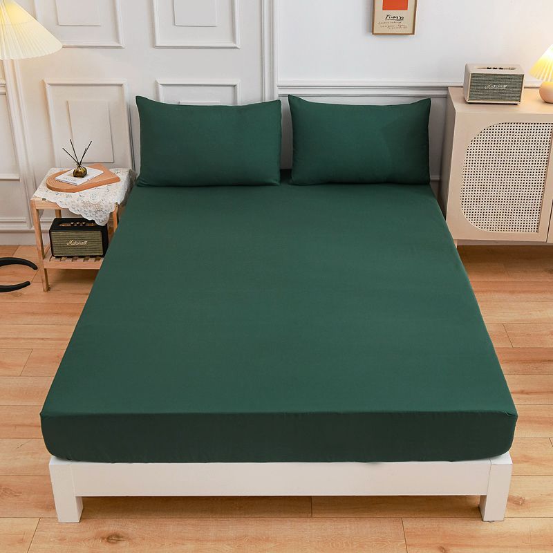 HKM-100179 Cotton Fitted Sheet Set with Pillow Cases in Various Colors and Sizes