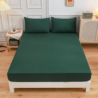 HKM-100179 Cotton Fitted Sheet Set with Pillow Cases in Various Colors and Sizes