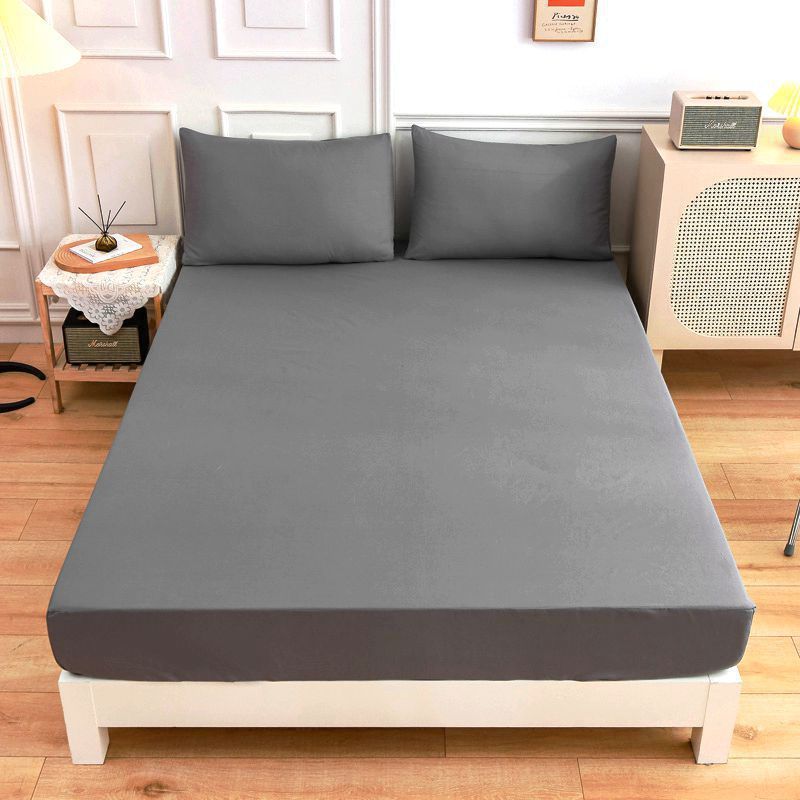 HKM-100179 Cotton Fitted Sheet Set with Pillow Cases in Various Colors and Sizes