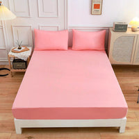 HKM-100179 Cotton Fitted Sheet Set with Pillow Cases in Various Colors and Sizes