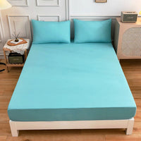 HKM-100179 Cotton Fitted Sheet Set with Pillow Cases in Various Colors and Sizes