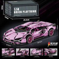 HKM-100243 RC Sports Car Building Blocks Set - Model M24062802, DIY Plastic Racing Car Toy for Ages 14+