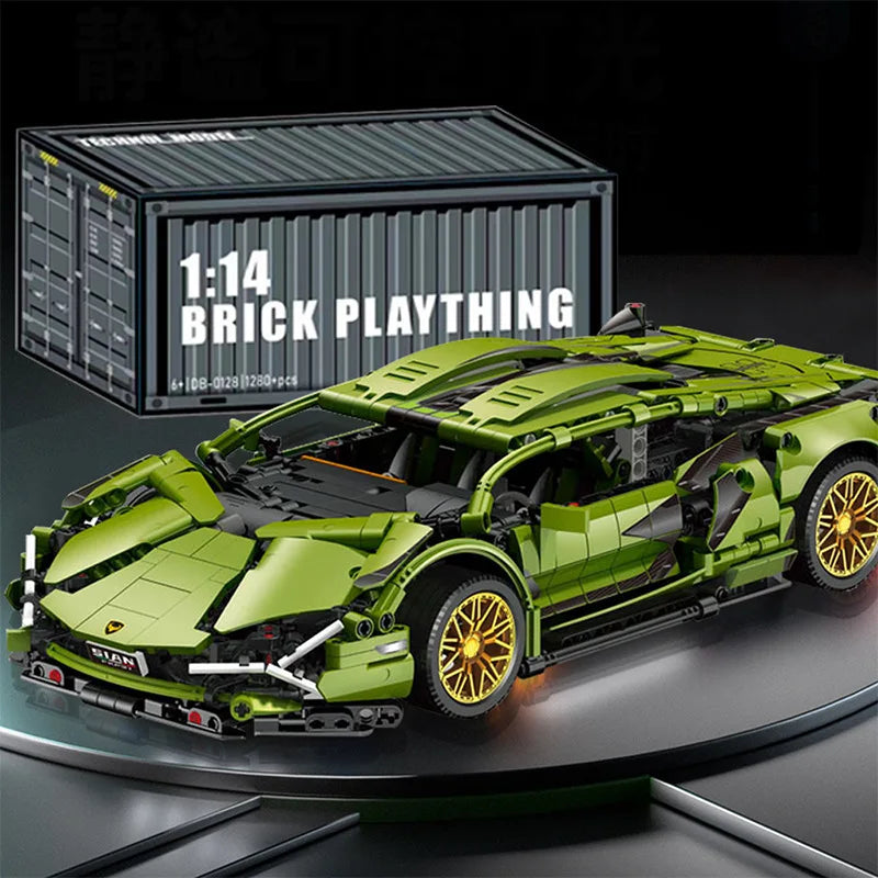 KTX-100243 RC Sports Car Building Blocks Set - Model M24062802, DIY Plastic Racing Car Toy for Ages 14+