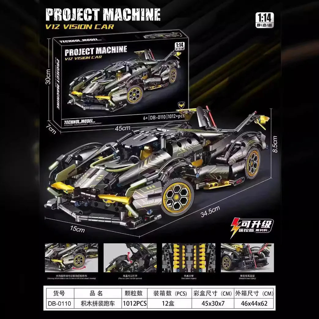 KTX-100243 RC Sports Car Building Blocks Set - Model M24062802, DIY Plastic Racing Car Toy for Ages 14+