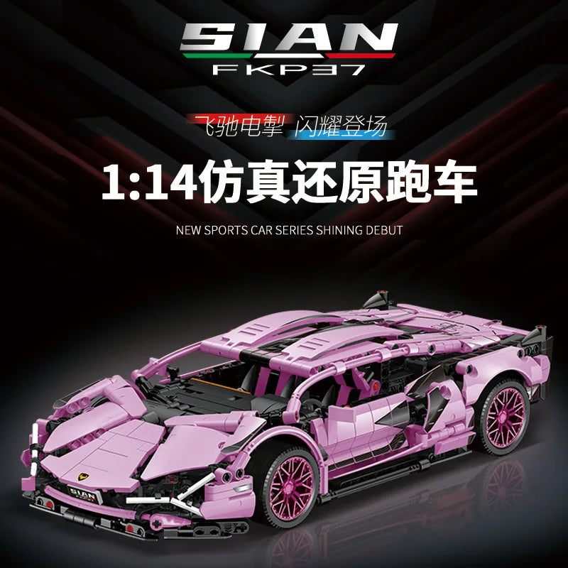 KTX-100243 RC Sports Car Building Blocks Set - Model M24062802, DIY Plastic Racing Car Toy for Ages 14+