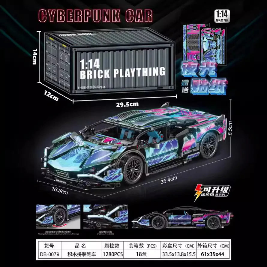 KTX-100243 RC Sports Car Building Blocks Set - Model M24062802, DIY Plastic Racing Car Toy for Ages 14+