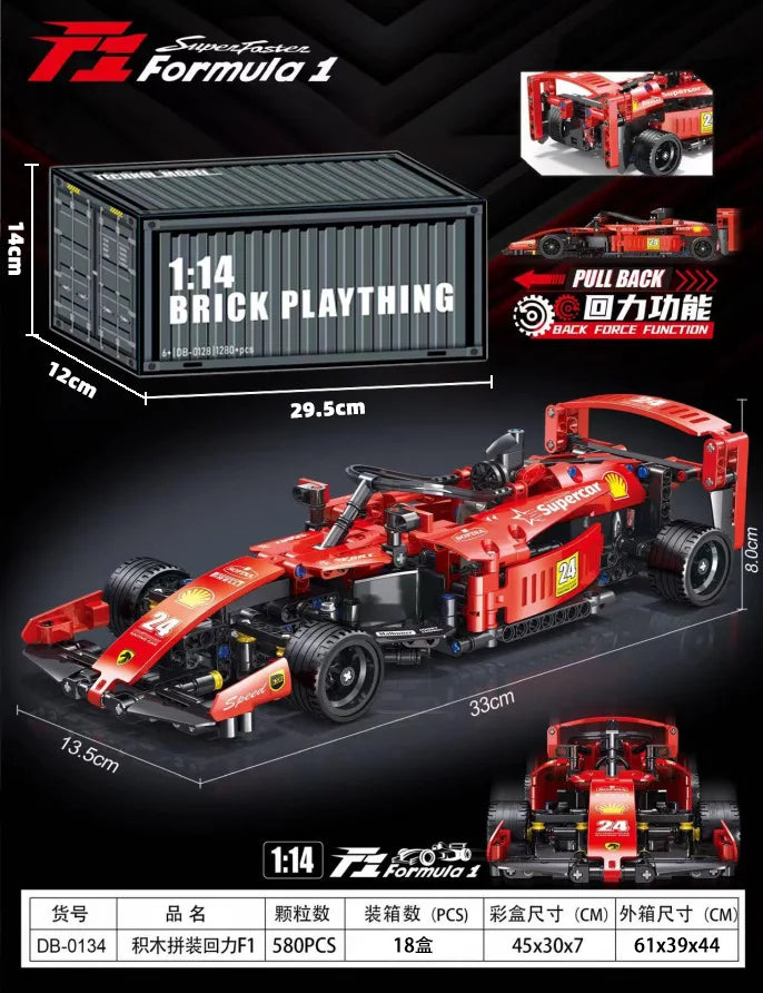 KTX-100243 RC Sports Car Building Blocks Set - Model M24062802, DIY Plastic Racing Car Toy for Ages 14+