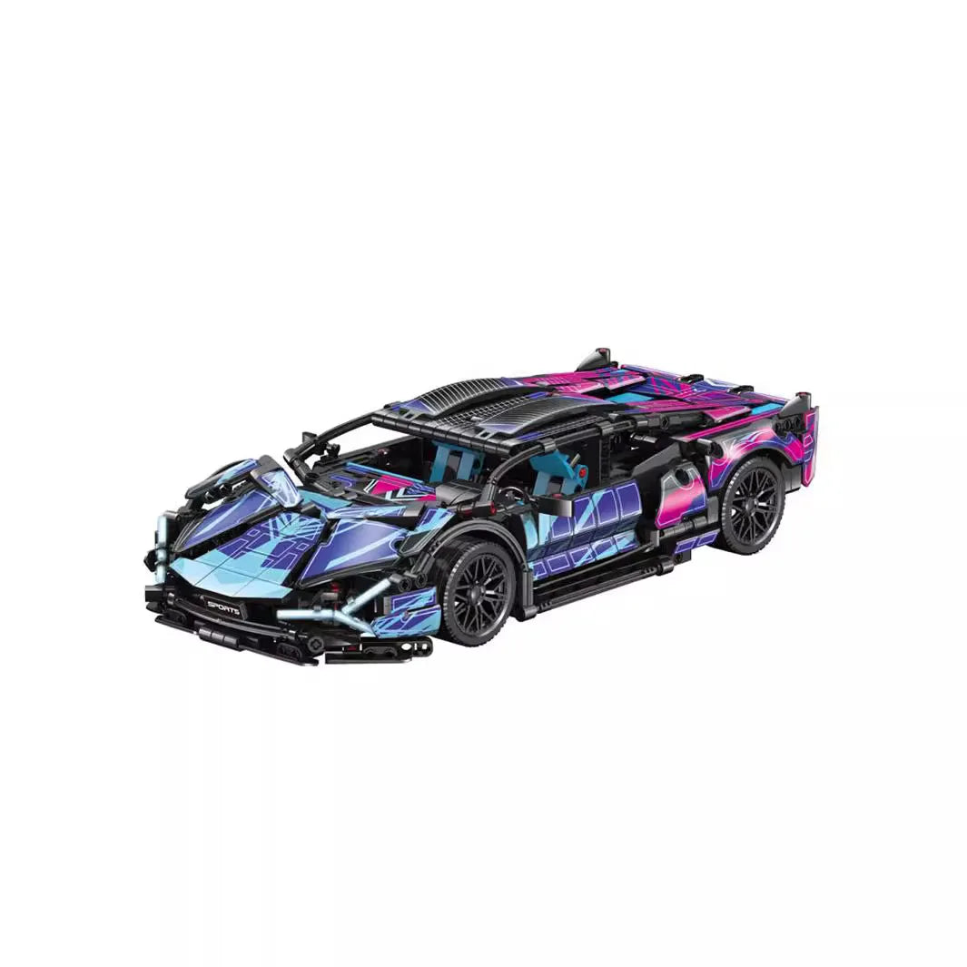 KTX-100243 RC Sports Car Building Blocks Set - Model M24062802, DIY Plastic Racing Car Toy for Ages 14+