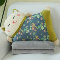 HKM-100307 Plush Cat-Shaped Lumbar Pillow for Living Room and Car, Removable and Washable Covers