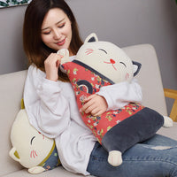 HKM-100307 Plush Cat-Shaped Lumbar Pillow for Living Room and Car, Removable and Washable Covers