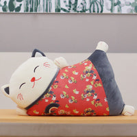 HKM-100307 Plush Cat-Shaped Lumbar Pillow for Living Room and Car, Removable and Washable Covers
