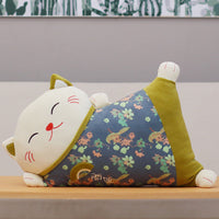 HKM-100307 Plush Cat-Shaped Lumbar Pillow for Living Room and Car, Removable and Washable Covers