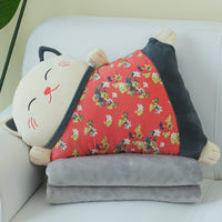 HKM-100307 Plush Cat-Shaped Lumbar Pillow for Living Room and Car, Removable and Washable Covers