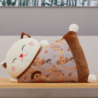 HKM-100307 Plush Cat-Shaped Lumbar Pillow for Living Room and Car, Removable and Washable Covers