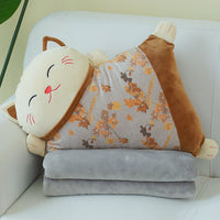 HKM-100307 Plush Cat-Shaped Lumbar Pillow for Living Room and Car, Removable and Washable Covers