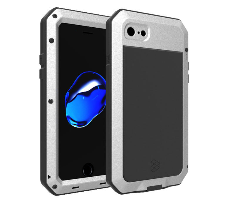 HKM-100499 Waterproof Drop-Proof Phone Case for iPhone 7, 8, 7 Plus, 8 Plus, SE2 - Simple Metal Design