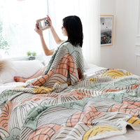 HKM-100563 Gauze Towel Blanket for Air Conditioning - Cotton, Shell Blue & Shell Green, 150cm x 200cm & 200cm x 230cm