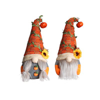 HKM-100691 Pumpkin Sunflower Dwarf Doll Ornament for Harvest Festival Window Decor