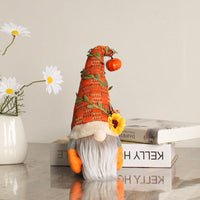HKM-100691 Pumpkin Sunflower Dwarf Doll Ornament for Harvest Festival Window Decor