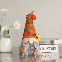 HKM-100691 Pumpkin Sunflower Dwarf Doll Ornament for Harvest Festival Window Decor