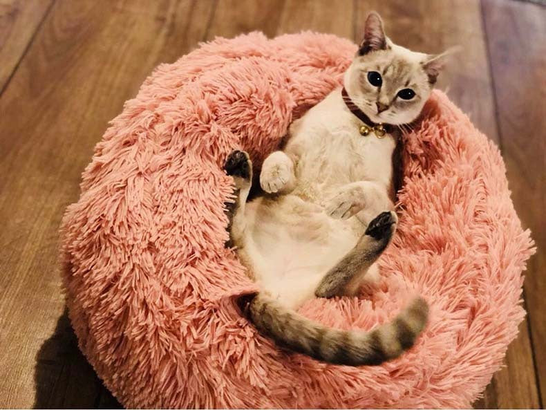 HKM-100883 Thick Plush Round Deep Sleep Cat Nest for Cozy Autumn and Winter Comfort