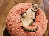 HKM-100883 Thick Plush Round Deep Sleep Cat Nest for Cozy Autumn and Winter Comfort
