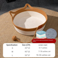 HKM-100947 Coarse Linen Rattan Woven Four Seasons Universal Summer Cat Nest