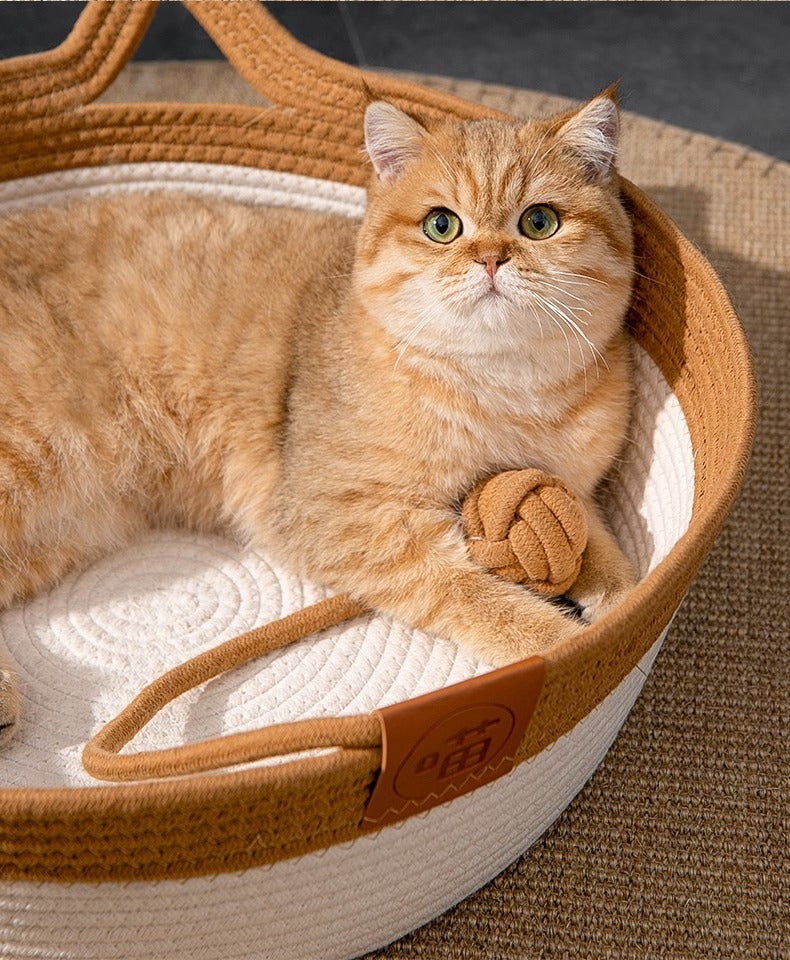 HKM-100947 Coarse Linen Rattan Woven Four Seasons Universal Summer Cat Nest