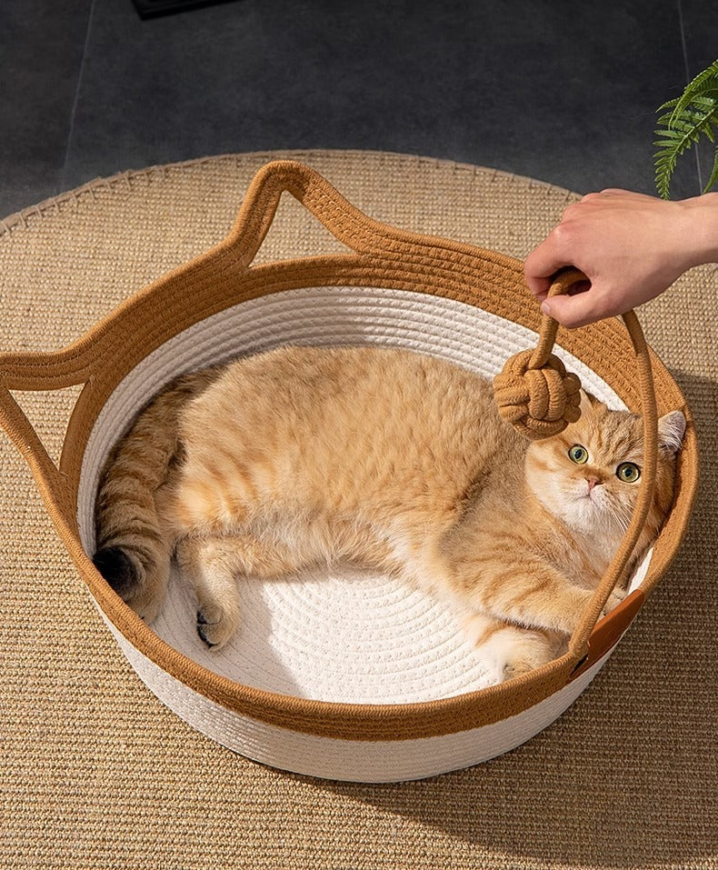 HKM-100947 Coarse Linen Rattan Woven Four Seasons Universal Summer Cat Nest
