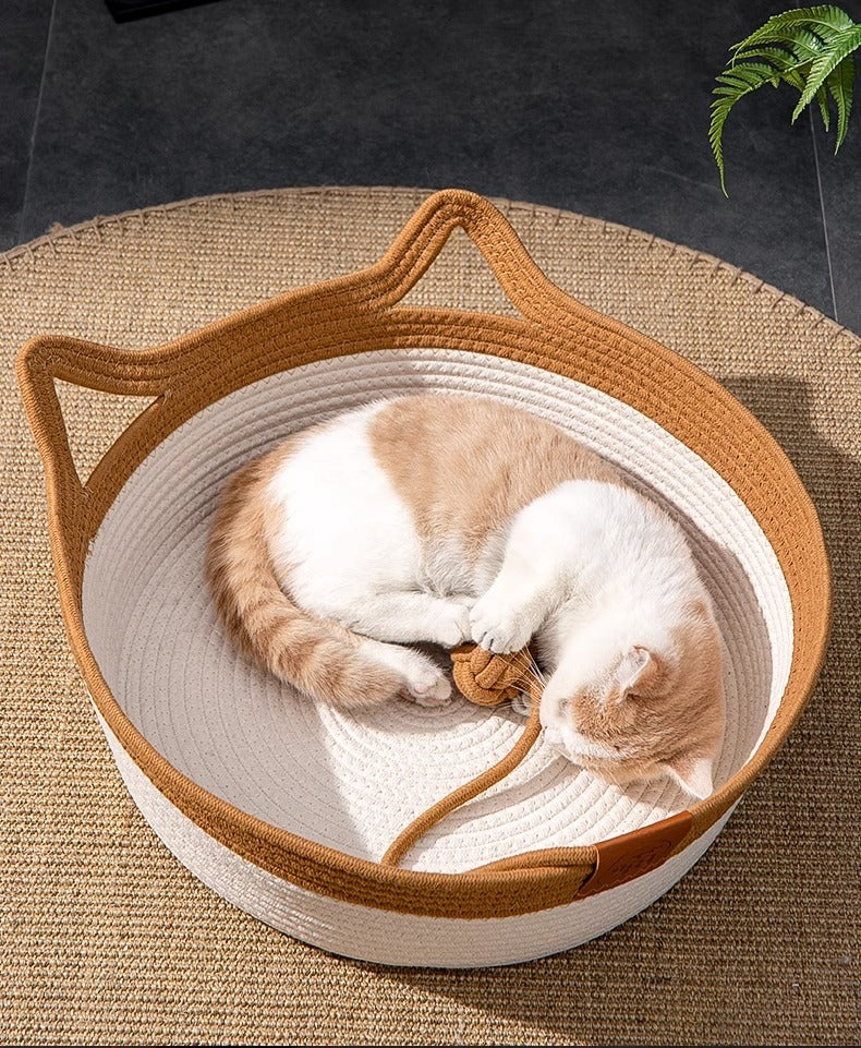 HKM-100947 Coarse Linen Rattan Woven Four Seasons Universal Summer Cat Nest