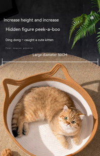 HKM-100947 Coarse Linen Rattan Woven Four Seasons Universal Summer Cat Nest