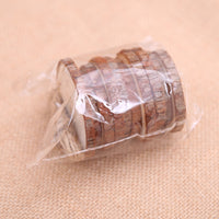 HKM-101011 Solid Wood DIY Christmas Decoration Pendants - 10 Pack, 6cm - Natural Material with Hemp Rope