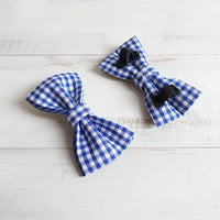 HKM-101075 Stylish Blue Checkered Dog Bow Tie for Pets - Size XS to XL Available