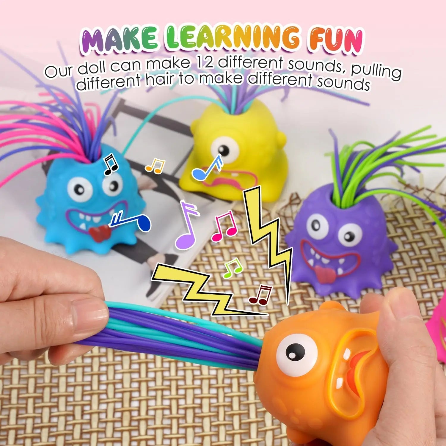 HKM-101203 Screaming Hair Pulling Monster Toy for Ages 2 and Up - Funny Halloween Fidget Fun