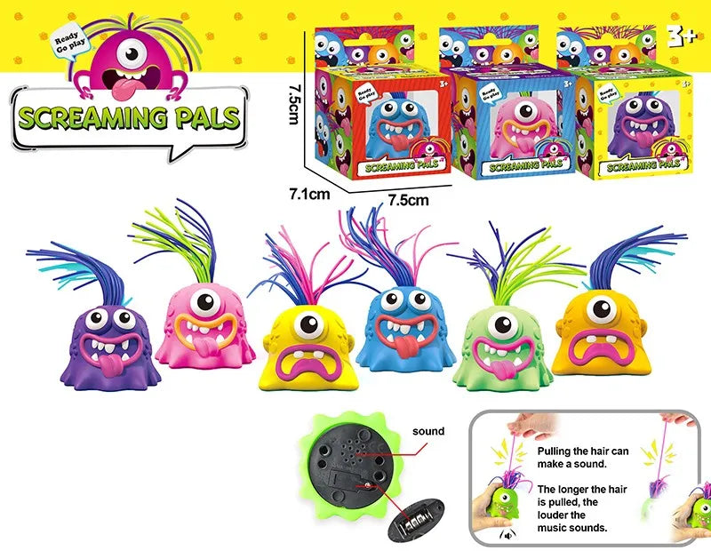 HKM-101203 Screaming Hair Pulling Monster Toy for Ages 2 and Up - Funny Halloween Fidget Fun