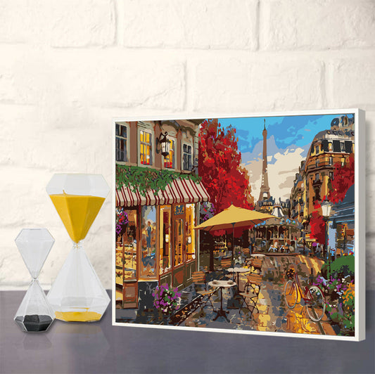 HKM-101331 Digital Oil Painting - DIY Hand-Painted Character and Landscape Art on Canvas with Framed Display