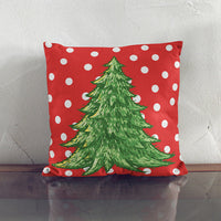 HKM-101523 Christmas-Themed Linen Pillow Cover with Cartoon and Plant Patterns - 45x45cm