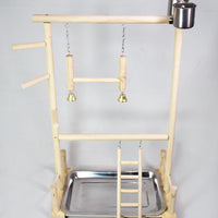 HKM-101651 Double-Layer Solid Wood Climbing Ladder and Food Cup for Small Parrots
