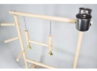 HKM-101651 Double-Layer Solid Wood Climbing Ladder and Food Cup for Small Parrots