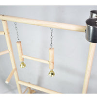 HKM-101651 Double-Layer Solid Wood Climbing Ladder and Food Cup for Small Parrots
