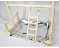 HKM-101651 Double-Layer Solid Wood Climbing Ladder and Food Cup for Small Parrots