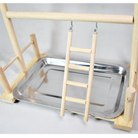 HKM-101651 Double-Layer Solid Wood Climbing Ladder and Food Cup for Small Parrots