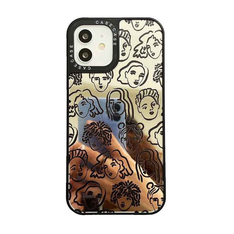 HKM-101651 Liquid Silicone Mobile Phone Case for iPhone 11 Pro Max, 11, XS Max - Floral Oil Painting Design with PC and Leather Texture