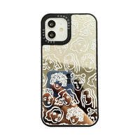 HKM-101651 Liquid Silicone Mobile Phone Case for iPhone 11 Pro Max, 11, XS Max - Floral Oil Painting Design with PC and Leather Texture