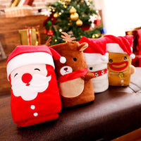 HKM-101715 Flannel Air Conditioning Blanket with Santa, Snowman, Elk, and Cookie Designs - 100x80cm
